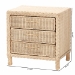 bali & pari Lanica Japandi Sun Bleached Rattan 3-Drawer Nightstand - Braided Sun Bleached Ivory-Wood/Rattan-3DW-NS