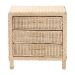 bali & pari Lanica Japandi Sun Bleached Rattan 3-Drawer Nightstand - Braided Sun Bleached Ivory-Wood/Rattan-3DW-NS