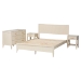 Baxton Studio Primrose Mid-Century Ivory Fluted Wood Queen Size 4-Piece Bedroom Set - SW8596-Ivory-4PC Queen Bedroom Set