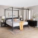 Baxton Studio Primrose Mid-Century Black Fluted Wood King Size 4-Piece Canopy Bedroom Set - SW8609-Black-4PC Canopy King Bedroom Set