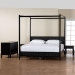 Baxton Studio Primrose Mid-Century Black Fluted Wood King Size 4-Piece Canopy Bedroom Set - SW8609-Black-4PC Canopy King Bedroom Set