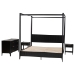 Baxton Studio Primrose Mid-Century Black Fluted Wood King Size 4-Piece Canopy Bedroom Set - SW8609-Black-4PC Canopy King Bedroom Set