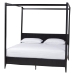 Baxton Studio Primrose Mid-Century Black Fluted Wood King Size 4-Piece Canopy Bedroom Set - SW8609-Black-4PC Canopy King Bedroom Set