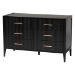 Baxton Studio Primrose Mid-Century Black Fluted Wood King Size 4-Piece Canopy Bedroom Set - SW8609-Black-4PC Canopy King Bedroom Set