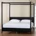 Baxton Studio Primrose Mid-Century Black Fluted Wood King Size Canopy Bed - SW8609-Black-Canopy King