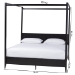 Baxton Studio Primrose Mid-Century Black Fluted Wood King Size Canopy Bed - SW8609-Black-Canopy King