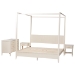 Baxton Studio Primrose Mid-Century Ivory Fluted Wood King Size 4-Piece Canopy Bedroom Set - SW8609-Ivory-4PC Canopy King Bedroom Set