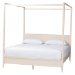 Baxton Studio Primrose Mid-Century Ivory Fluted Wood King Size 4-Piece Canopy Bedroom Set - SW8609-Ivory-4PC Canopy King Bedroom Set
