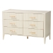 Baxton Studio Primrose Mid-Century Ivory Fluted Wood King Size 4-Piece Canopy Bedroom Set - SW8609-Ivory-4PC Canopy King Bedroom Set