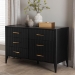 Baxton Studio Primrose Mid-Century Black Fluted Wood 6-Drawer Dresser - SW8000-66D6D-6DW-Black-Dresser
