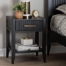 Baxton Studio Primrose Mid-Century Black Fluted Wood 1-Drawer Nightstand - SW8000-66NS-Black-NS