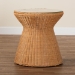 bali & pari Nina Bohemian Light Honey Braided Rattan End Table with Glass Tabletop - Nina-Light Honey Rattan-ET