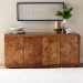 bali & pari Valora Modern and Contemporary Natural Mappa Real Burl Wood 4-Door Sideboard Buffet - SVN-1296-Natural Burl-Mega-Cabinet