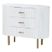 bali & pari Beyla Mid-Century White Fluted Wood and Gold Metal 3-Drawer Dresser