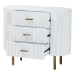 bali & pari Beyla Mid-Century White Fluted Wood and Gold Metal 3-Drawer Dresser - SVN-1240-White/Gold-Dubai-3DW-Dresser