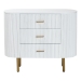 bali & pari Beyla Mid-Century White Fluted Wood and Gold Metal 3-Drawer Dresser - SVN-1240-White/Gold-Dubai-3DW-Dresser