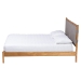 Baxton Studio Jaiana Mid-Century Grey Fabric and Oak Brown Wood Queen Size Bed - BBT61187-Grey/Natural Oak-Queen