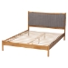 Baxton Studio Jaiana Mid-Century Grey Fabric and Oak Brown Wood Queen Size Bed - BBT61187-Grey/Natural Oak-Queen