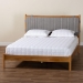 Baxton Studio Jaiana Mid-Century Grey Fabric and Oak Brown Wood Queen Size Bed - BBT61187-Grey/Natural Oak-Queen
