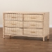 bali & pari Lanica Japandi Sun-Bleached Braided Rattan 6-Drawer Dresser - Braided Sun Bleached Ivory-Wood/Rattan-6DW-Dresser