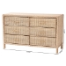 bali & pari Lanica Japandi Sun-Bleached Braided Rattan 6-Drawer Dresser - Braided Sun Bleached Ivory-Wood/Rattan-6DW-Dresser