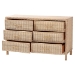 bali & pari Lanica Japandi Sun-Bleached Braided Rattan 6-Drawer Dresser - Braided Sun Bleached Ivory-Wood/Rattan-6DW-Dresser