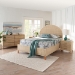 bali & pari Lanica Japandi Sun-Bleached Braided Rattan Queen Size 4-Piece Bedroom Set - Braided Sun Bleached Ivory-Wood/Rattan-4PC Bedroom Set-New
