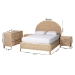 bali & pari Lanica Japandi Sun-Bleached Braided Rattan Queen Size 4-Piece Bedroom Set - Braided Sun Bleached Ivory-Wood/Rattan-4PC Bedroom Set-New