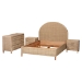bali & pari Lanica Japandi Sun-Bleached Braided Rattan Queen Size 4-Piece Bedroom Set - Braided Sun Bleached Ivory-Wood/Rattan-4PC Bedroom Set-New