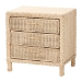 bali & pari Lanica Japandi Sun-Bleached Braided Rattan Queen Size 4-Piece Bedroom Set - Braided Sun Bleached Ivory-Wood/Rattan-4PC Bedroom Set-New