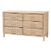 bali & pari Lanica Japandi Sun-Bleached Braided Rattan Queen Size 4-Piece Bedroom Set - Braided Sun Bleached Ivory-Wood/Rattan-4PC Bedroom Set-New