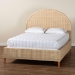 bali & pari Lanica Japandi Sun-Bleached Braided Rattan Queen Size Bed - Braided Sun Bleached Ivory-Wood/Rattan-Queen-New