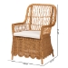 bali & pari Teresa Bohemian Light Honey Scalloped Rattan Arm Chair - Teresa-Light Honey Rattan Cushioned-AC