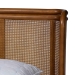 Baxton Studio Harrell Mid-Century Modern Grey Velvet and Woven Rattan Wood Queen Size Bed - BBT61161-Light Grey/Walnut-Queen