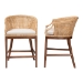 bali & pari Lumajang Bohemian Light Honey Rattan and Wood 2-Piece Counter Stool Set - Lumajang-Light Honey/Light Brown Rattan-CS