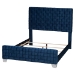 Baxton Studio Emlyn Glam and Luxe Navy Blue Velvet Fabric Queen Size Panel Bed - Emlyn-Navy Blue-Queen
