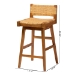 bali & pari Asgart Bohemian Natural Rattan and Mahogany Wood Bar Stool - Asgart-SVN089-Mahogany/Rattan-BS