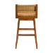 bali & pari Asgart Bohemian Natural Rattan and Mahogany Wood Bar Stool - Asgart-SVN089-Mahogany/Rattan-BS