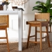 bali & pari Asgart Bohemian Natural Rattan and Mahogany Wood Bar Stool - Asgart-SVN089-Mahogany/Rattan-BS