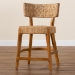 bali & pari Sabit Bohemian Seagrass and Mahogany Wood Counter Stool - Sabit-SVN087-Mahogany/Seagrass-CS