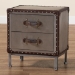 Baxton Studio Jacey Vintage Silver Metal 2-Drawer End Table - JY24A032-Wooden-Cabinet