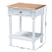 Baxton Studio Legrand Classic French Two-Tone White and Natural Brown 1-Drawer End Table - JY23B395-Wooden White/Light Brown-ET
