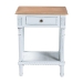Baxton Studio Legrand Classic French Two-Tone White and Natural Brown 1-Drawer End Table - JY23B395-Wooden White/Light Brown-ET