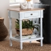 Baxton Studio Legrand Classic French Two-Tone White and Natural Brown 1-Drawer End Table - JY23B395-Wooden White/Light Brown-ET