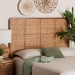 bali & pari Caspia Bohemian Natural Rattan and Mahogany Wood Queen Size Headboard - Caspia-Teak-HB-Queen-KD