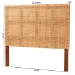 bali & pari Lesia Bohemian Natural Rattan and Mahogany Wood Queen Size Headboard - Lesia-Teak-HB-Queen-KD