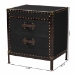 Baxton Studio Laura Vintage Black Canvas 2-Drawer End Table Trunk - JY23B236-Laura Black Trunk-ET