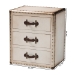 Baxton Studio Mallison Vintage White Canvas 3-Drawer End Table - JY23B241-White-ET