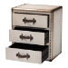 Baxton Studio Mallison Vintage White Canvas 3-Drawer End Table - JY23B241-White-ET