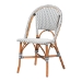 bali & pari Genica Classic French Two-Tone Navy and White Weaving and Natural Rattan Bistro Chair